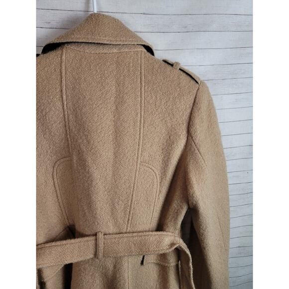 GUESS WOOL BLEND DOUBLE BREASTED CAMEL TAN PEA COAT, SZ SMALL - Picture 10 of 14